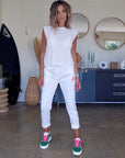 Pull blanc dos ouvert