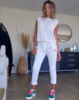 Pull blanc dos ouvert