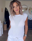 Pull blanc dos ouvert