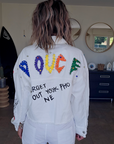 Veste rock blanche à tags