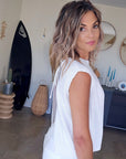 Pull blanc dos ouvert