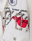 Veste rock blanche à tags
