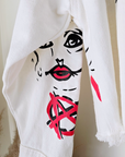Veste rock blanche à tags