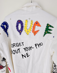 Veste rock blanche à tags