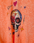 T-shirt skull orange fluo
