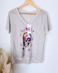 Tee-shirt skull beige clair