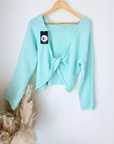 Pull doux menthe-bleu ciel