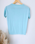 Pull maille fine bleu ciel