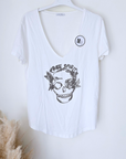 Tee-shirt blanc skull perles bijoux