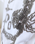 Tee-shirt blanc skull perles bijoux