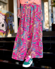Jupe fendue ethnique fuchsia