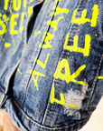 Veste en jean tag fluo