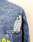 Veste en jean tag fluo