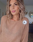 Pull doux ajouré beige foncé