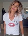 T-shirt blanc rock-chic