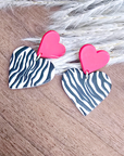 Boucles d'oreilles cœur zébrée