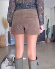 Short velours kaki-marron