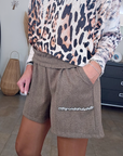 Short chevron marron beige