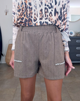 Short chevron marron beige