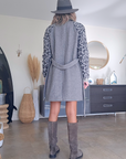 Manteau chevron et léopard gris