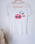 T-shirt blanc rock-chic