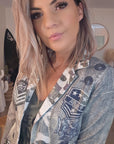 Veste cintrée esprit militaire avec strass