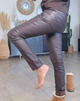 Pantalon slim huilé marron