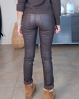 Pantalon slim huilé marron