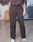 Pantalon marron à jambes larges
