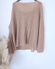 Pull doux ajouré beige foncé