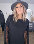 Robe noire sweat et dentelle
