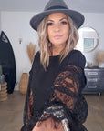 Robe noire sweat et dentelle
