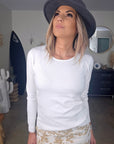 Pull blanc maille fine