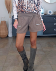 Short chevron marron beige