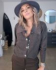 Cardigan marron à strass