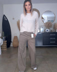 Pantalon chevrons beige longueur normale