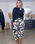 Pantalon ballon à imprimé annimal noir et marron