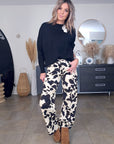 Pantalon ballon à imprimé annimal noir et marron