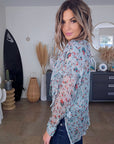 Blouse vert d'eau à imprimé fleuri - 𝐌𝐚𝐫𝐢𝐧𝐚𝟒𝟒𝐟𝐚𝐦𝐢𝐥𝐲