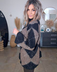 Pull tunique en damier marron taupe - 𝐌𝐚𝐫𝐢𝐧𝐚𝟒𝟒𝐟𝐚𝐦𝐢𝐥𝐲