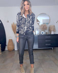 Pantalon slim huilé gris anthracite