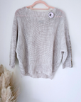 Pull beige à maille ajourée avec bandes latérales léo - 𝐌𝐚𝐫𝐢𝐧𝐚𝟒𝟒𝐟𝐚𝐦𝐢𝐥𝐲