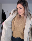 Manteau bouclette beige à manches dorées - 𝐌𝐚𝐫𝐢𝐧𝐚𝟒𝟒𝐟𝐚𝐦𝐢𝐥𝐲