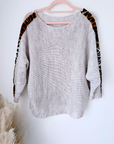 Pull beige à maille ajourée avec bandes latérales léo - 𝐌𝐚𝐫𝐢𝐧𝐚𝟒𝟒𝐟𝐚𝐦𝐢𝐥𝐲