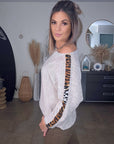 Pull beige à maille ajourée avec bandes latérales léo - 𝐌𝐚𝐫𝐢𝐧𝐚𝟒𝟒𝐟𝐚𝐦𝐢𝐥𝐲
