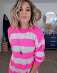 Robe pull rayé rose fluo - 𝐌𝐚𝐫𝐢𝐧𝐚𝟒𝟒𝐟𝐚𝐦𝐢𝐥𝐲