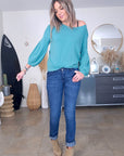 Pull bleu à maille fine - 𝐌𝐚𝐫𝐢𝐧𝐚𝟒𝟒𝐟𝐚𝐦𝐢𝐥𝐲