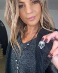 Veste en velours noir délavé à tags + pin's skull - 𝐌𝐚𝐫𝐢𝐧𝐚𝟒𝟒𝐟𝐚𝐦𝐢𝐥𝐲