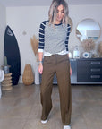Pantalon chic palazzo kaki / marron - 𝐌𝐚𝐫𝐢𝐧𝐚𝟒𝟒𝐟𝐚𝐦𝐢𝐥𝐲