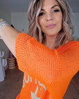 Pull orange fluo bohème - 𝐌𝐚𝐫𝐢𝐧𝐚𝟒𝟒𝐟𝐚𝐦𝐢𝐥𝐲